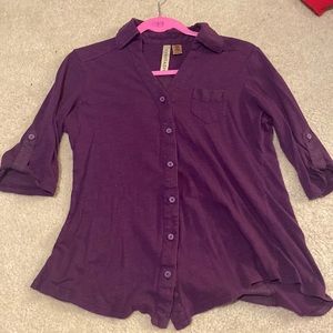 Purple Half Sleeve button up top from eyeshadow.